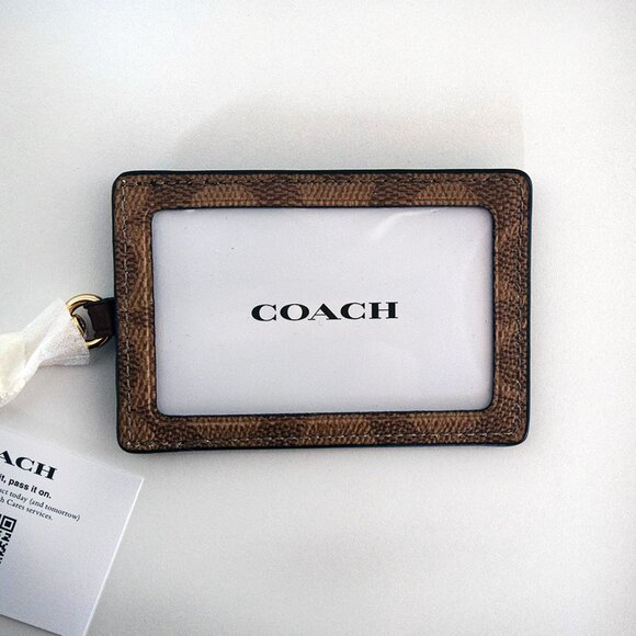 COACH ID Lanyard In Signature Canvas Tan Saddle - Picture 5 of 12